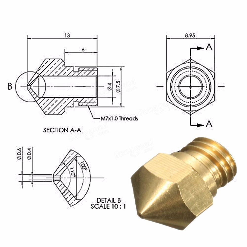 Brass 3D Extruder Upgrade Wear Resistant MK8 Nozzles manufacture