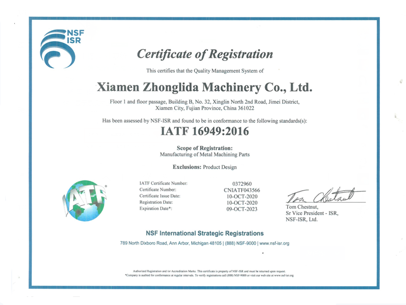  IATF  16949 certyfikowany 2020.10.10 